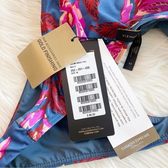 New Vix by Paula Hermanny Bikini Bottom in Tulum Basic Full Multi Floral Size M - Picture 5 of 6